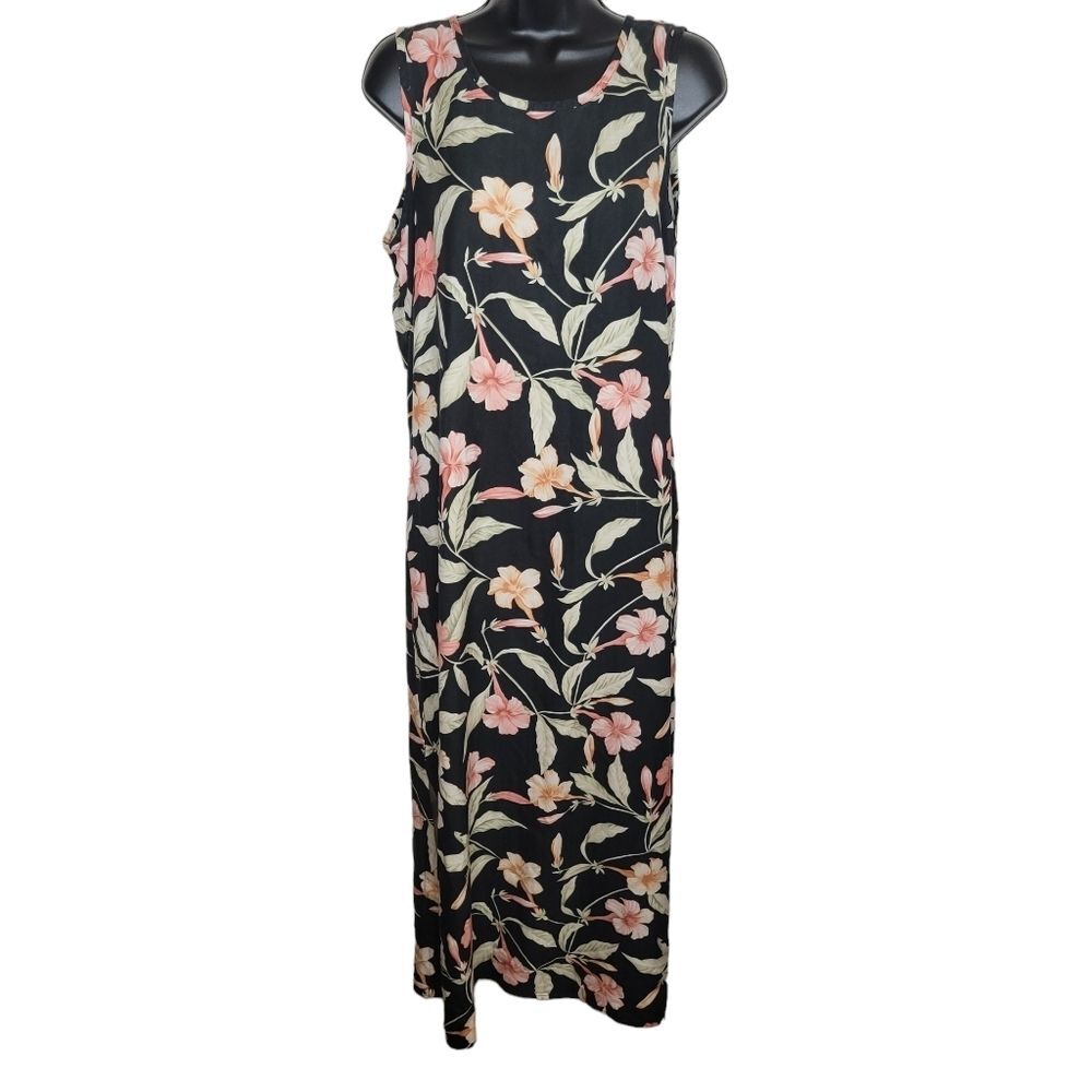 Tommy Bahama vintage tropical floral print silk maxi dress Large